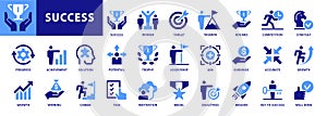 Success icon set. Successful business and personal development