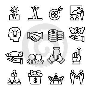 Success icon set, Thin line style
