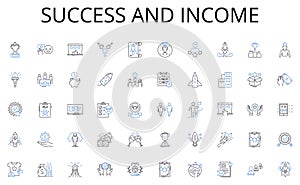 Success and income line icons collection. Audit, Bookkeeping, Taxation, Payroll, Financial, Budgeting, Compliance vector