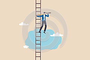 Success ladder for business opportunity, looking for new job or career path, leadership discovery or searching for success concept