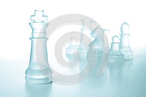 Success and leadership concept, glass chess king