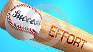 Success in life depends on effort - pictured as word effort on a bat, to show that effort is crucial for successful business or