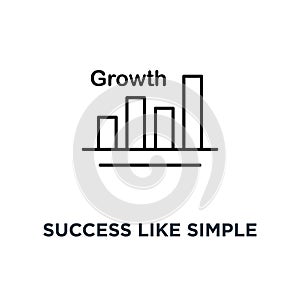 success like simple thin growth icon, symbol contour style trend increment logotype graphic art design concept of grow up your