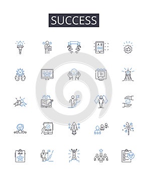 Success line icons collection. Promoting, Advertising, Broadcasting, Spreading, Distributing, Marketing, Communicating