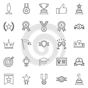 Success line icons on white background