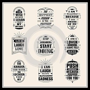 Success motivational and inspirational quotes set