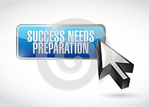 success needs preparation button sign
