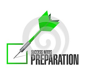 success needs preparation check dart sign concept