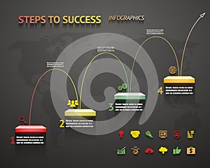 Success Option Steps Template Arrow and Staircase Infographic photo