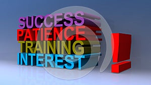 Success patience training interest on blue