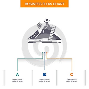 Success, personal, development, Leader, career Business Flow Chart Design with 3 Steps. Glyph Icon For Presentation Background