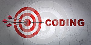 Programming concept: target and Coding on wall background