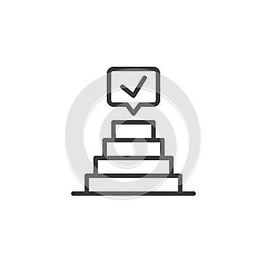 Success pyramid with check mark line icon