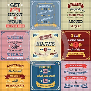 Success quotes set colored