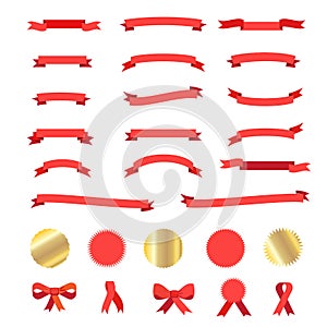 Success Ribbons collection Red and Gold ribbon icons symbols button 2023 vector template app