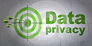 Security concept: target and Data Privacy on wall background