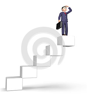 Success Stairs Means Achievement Succeed And Attainment 3d Rendering