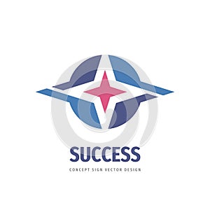 Success star logo design. Abstract globe concept sign. Communication technology symbol. Vector illustration.