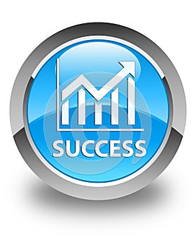 Success (statistics icon) glossy cyan blue round button