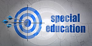 Studying concept: target and Special Education on wall background