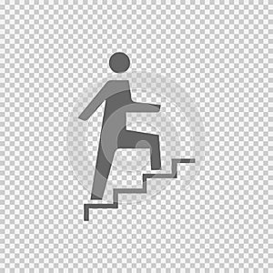 Success symbol vector icon. Business promotion concept sign. Man on stairs simple isolated logo illustration