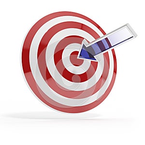 Success target with blue arrow