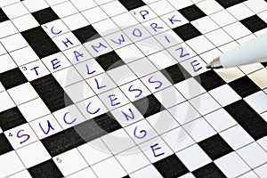 Success, teamwork, challenge, prize crossword.