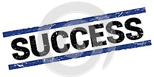 SUCCESS text on black-blue rectangle stamp sign