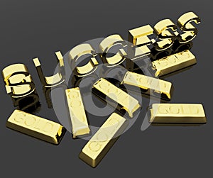 Success Text And Gold Bars As Symbol Of Winning