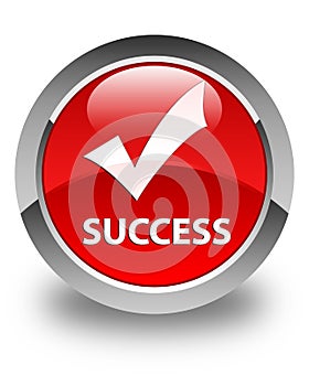 Success (validate icon) glossy red round button photo