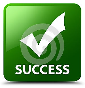Success (validate icon) green square button photo