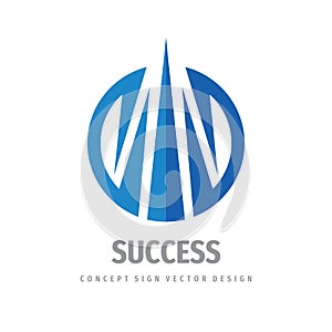 Success - vector business logo concept design. Abstract geometric creative symbol. Development strategy icon in blue color.