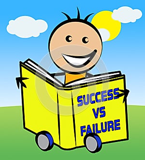 Success Versus Failure Book Depicting Improvement And Progress Against Crisis - 3d Illustration