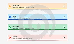 Success, Warning, Error, Info push notification messages, popup Toast Notification.
