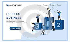 Success web banner concept. Businessman winning in competition