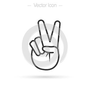 Success, winner concept line icon. Victory or peace hand gesture V sign, Isolated vector illustration.