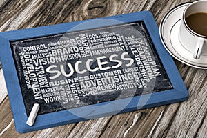 Success word cloud handwritten on blackboard