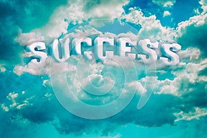 Success. Word in the cloudy sky. Success concept. Baner. Background. Business.