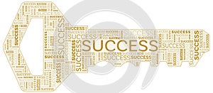 Success word in Golden Key shape