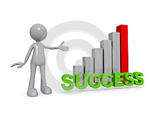 Success word with graph and man