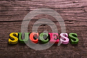 Success word made of wooden letters