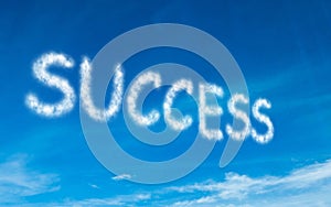 Success written in white in sky