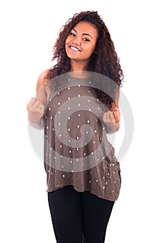 Successful african woman - isolated over a white background
