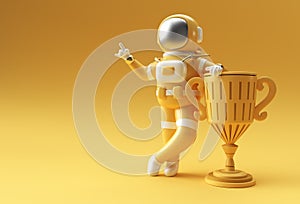 Successful Astronaut Got the First Prize Trophy 3D Rendering