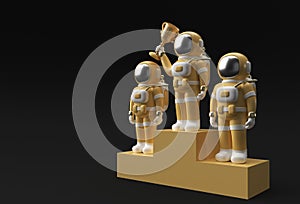 Successful Astronaut Got the First Prize Trophy 3D Rendering