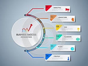 Successful business concept circle infographic template. Infographics with icons and elements