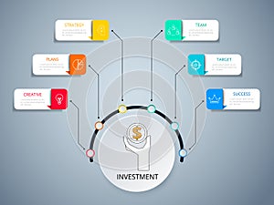 Úspěšný obchod kruh šablona. infografiky ikony a prvky 
