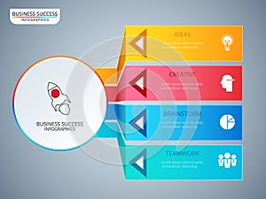 Successful business concept circle infographic template. Infographics with icons and elements.