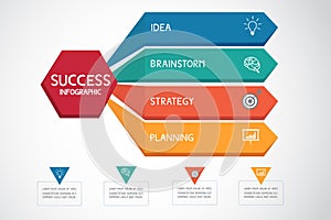 Successful business concept infographic template. Can be used for workflow layout, diagram web design, infographics.