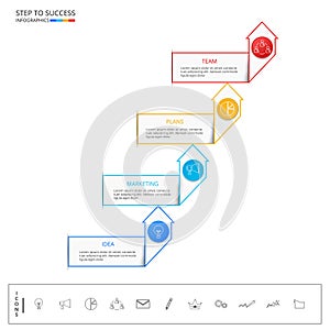 Successful business concept infographic template. Infographics with icons and elements.